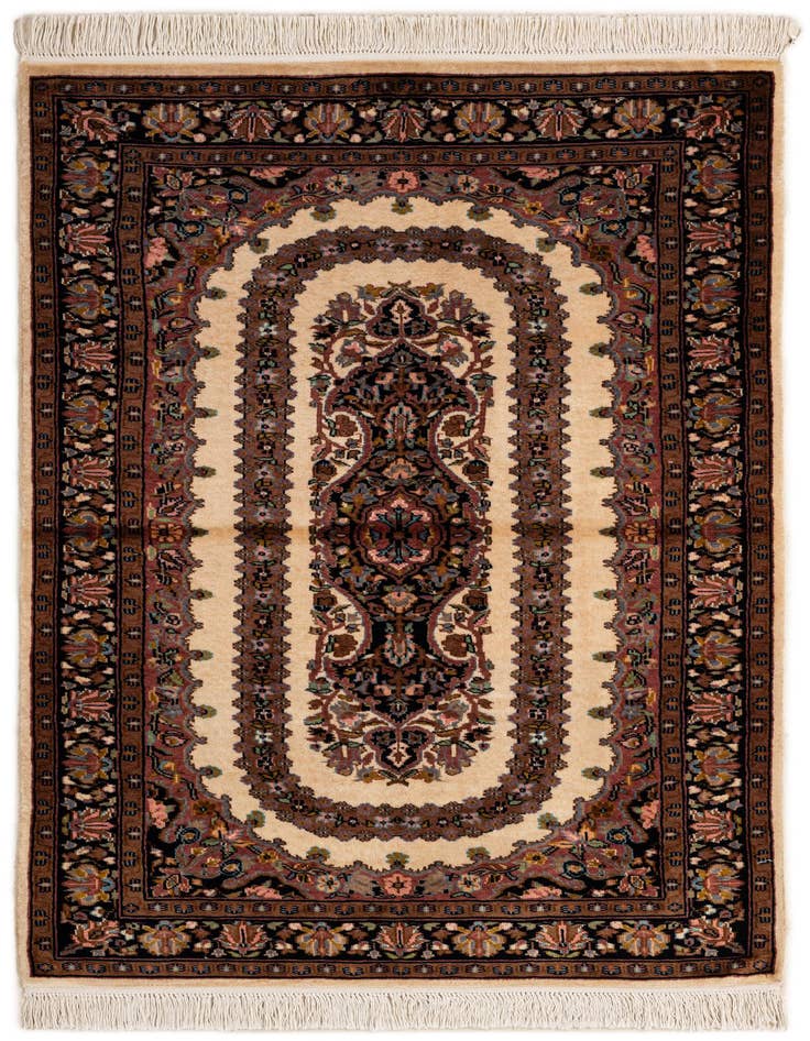 Detail image of 3' 4 x 5' Hand Knotted Kashmir Oriental Wool Rug