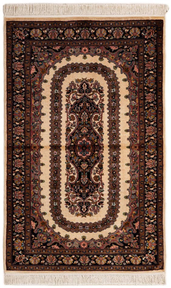 Detail image of 3' 4 x 5' Hand Knotted Kashmir Oriental Wool Rug