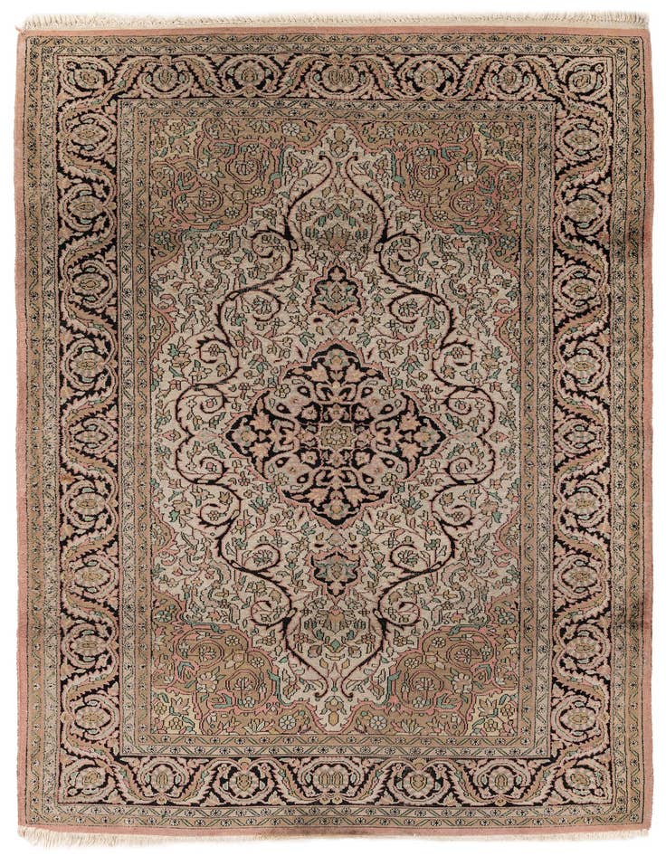 Detail image of 4' 1 x 6' 2 Hand Knotted Kashmir Wool Rug