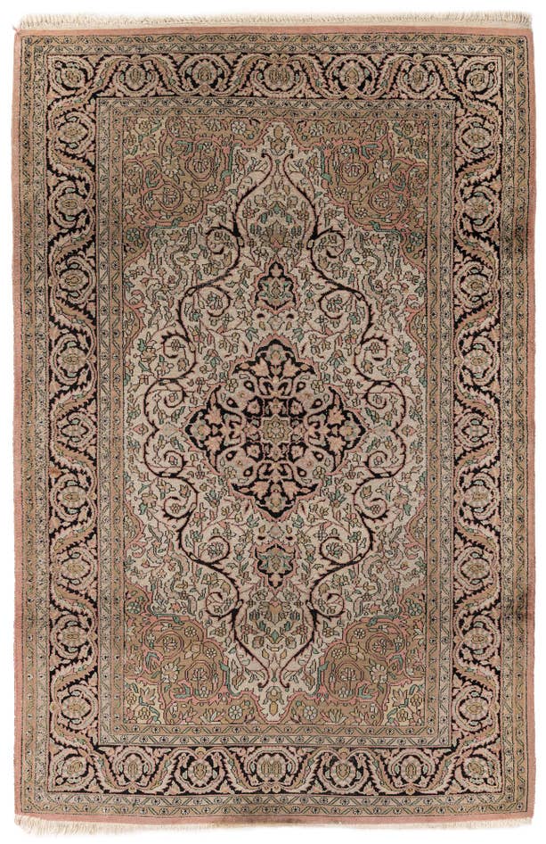 Detail image of 4' 1 x 6' 2 Hand Knotted Kashmir Wool Rug