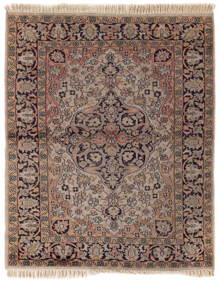 Detail image of 3' x 4' 8 Hand Knotted Kashmir Oriental Wool Rug