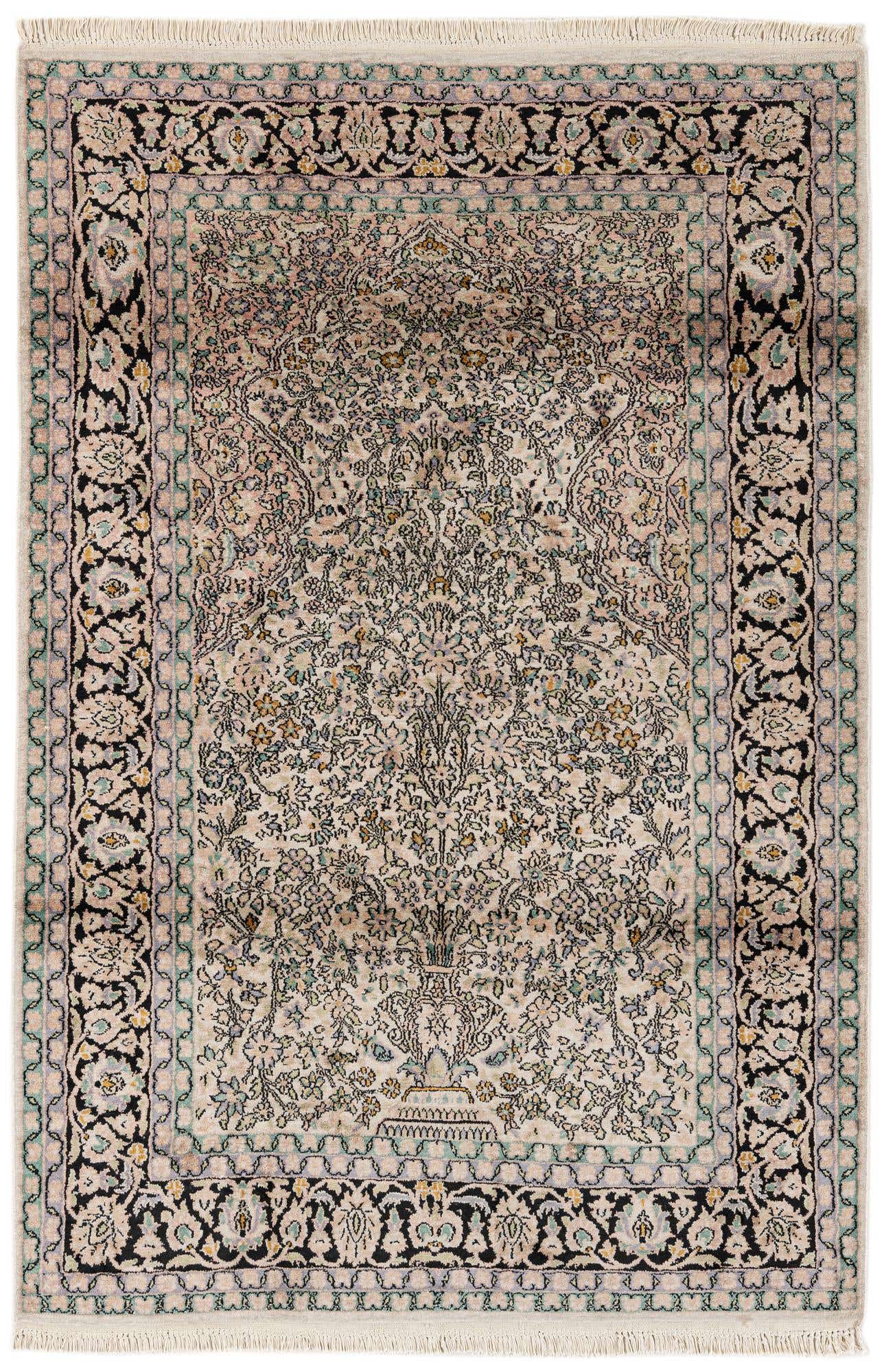 4' x 6' 1 Hand Knotted Kashmir Oriental Rug