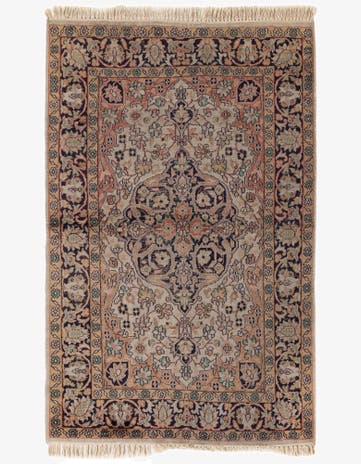 3' x 4' 8 Hand Knotted Kashmir Oriental Wool Rug
