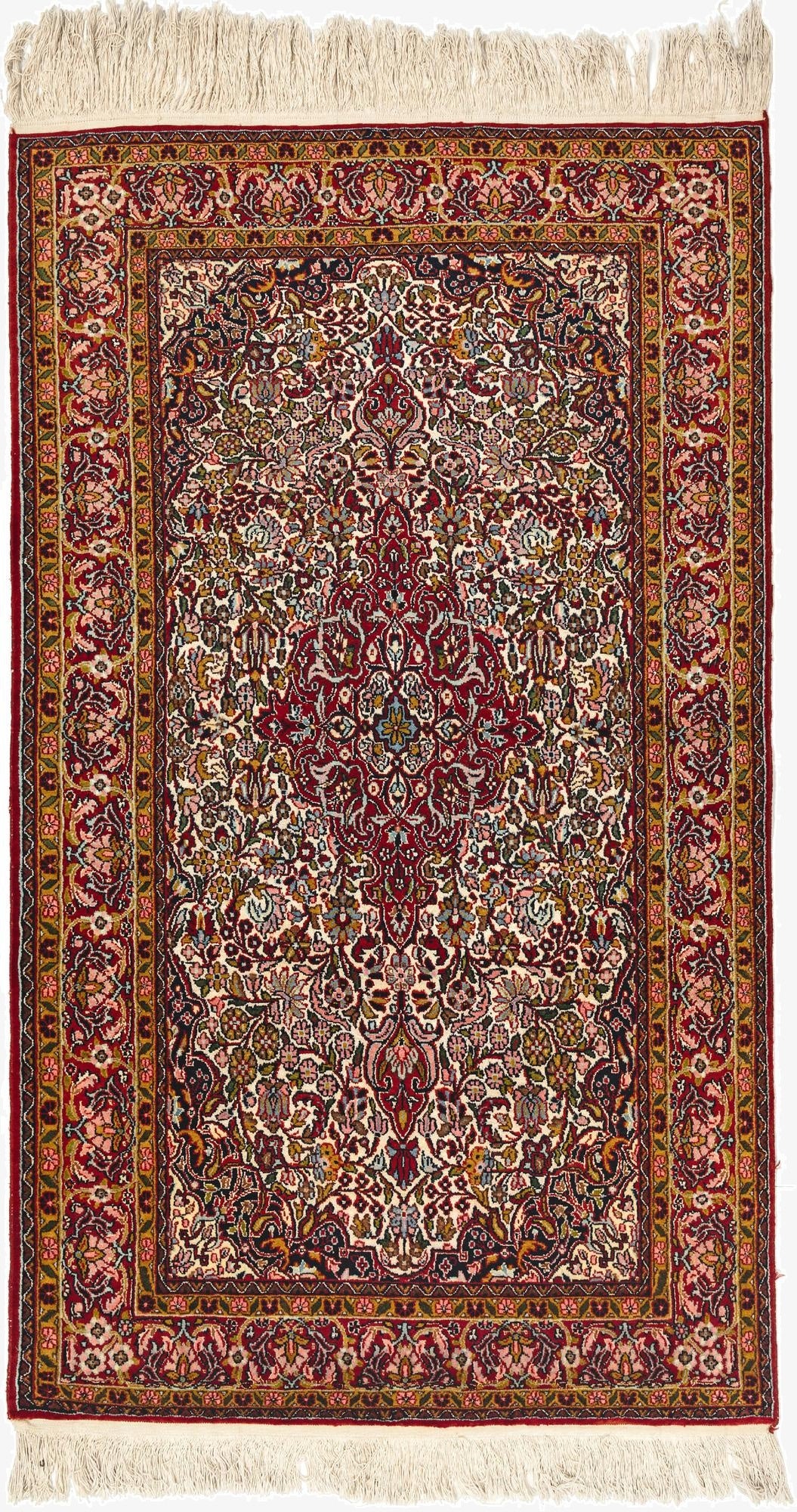 3' 2 x 5' 4  Hand Knotted Kashmir Oriental Wool Rug