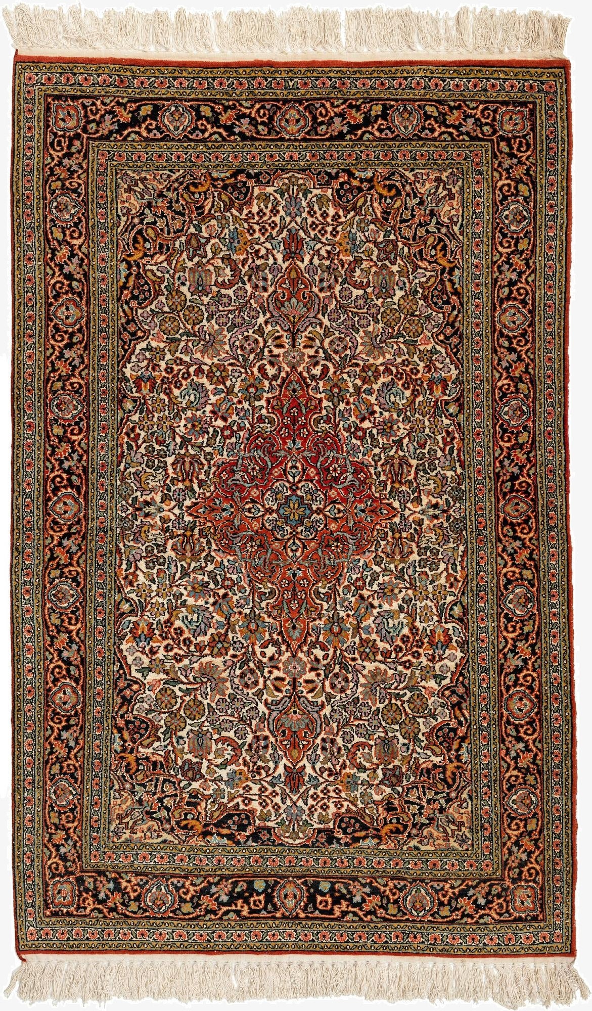 3' x 4' 10  Hand Knotted Kashmir Oriental Wool Rug