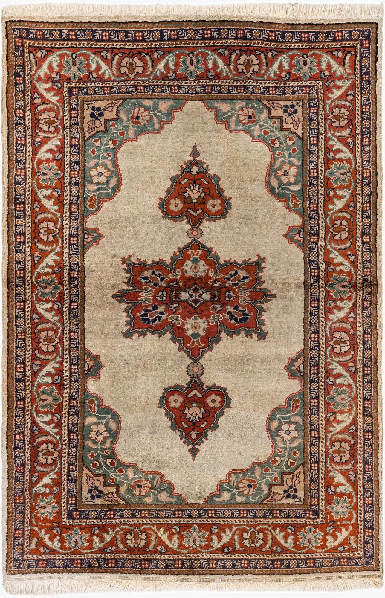 3' x 4' 4  Hand Knotted Kashmir Oriental Wool Rug