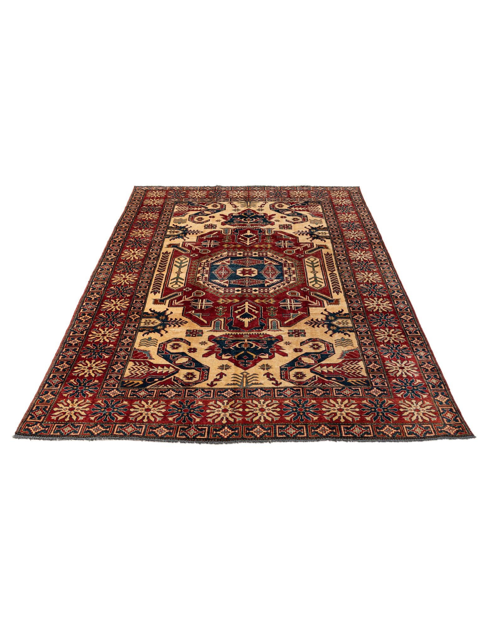 7' 1 x 10' 10 Hand Knotted Kazak Wool Rug