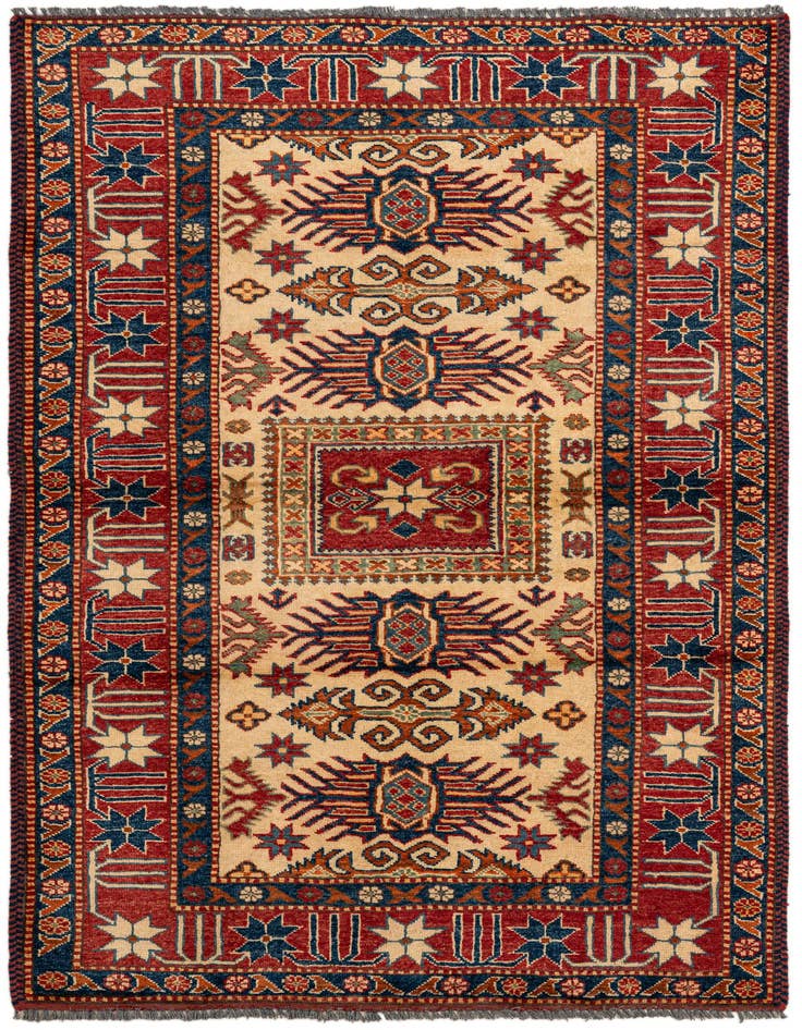 Detail image of 3' 4 x 5' 5 Hand Knotted Kazak Wool Rug