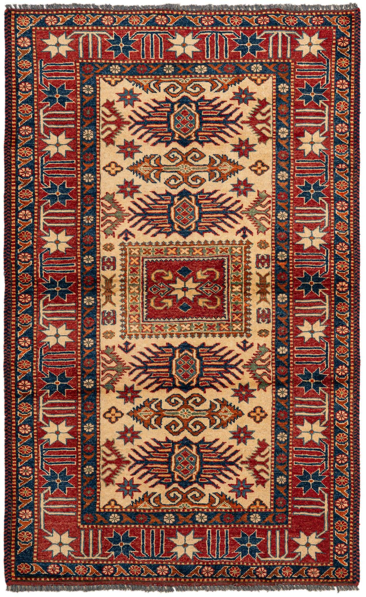 3' 4 x 5' 5 Hand Knotted Kazak Wool Rug