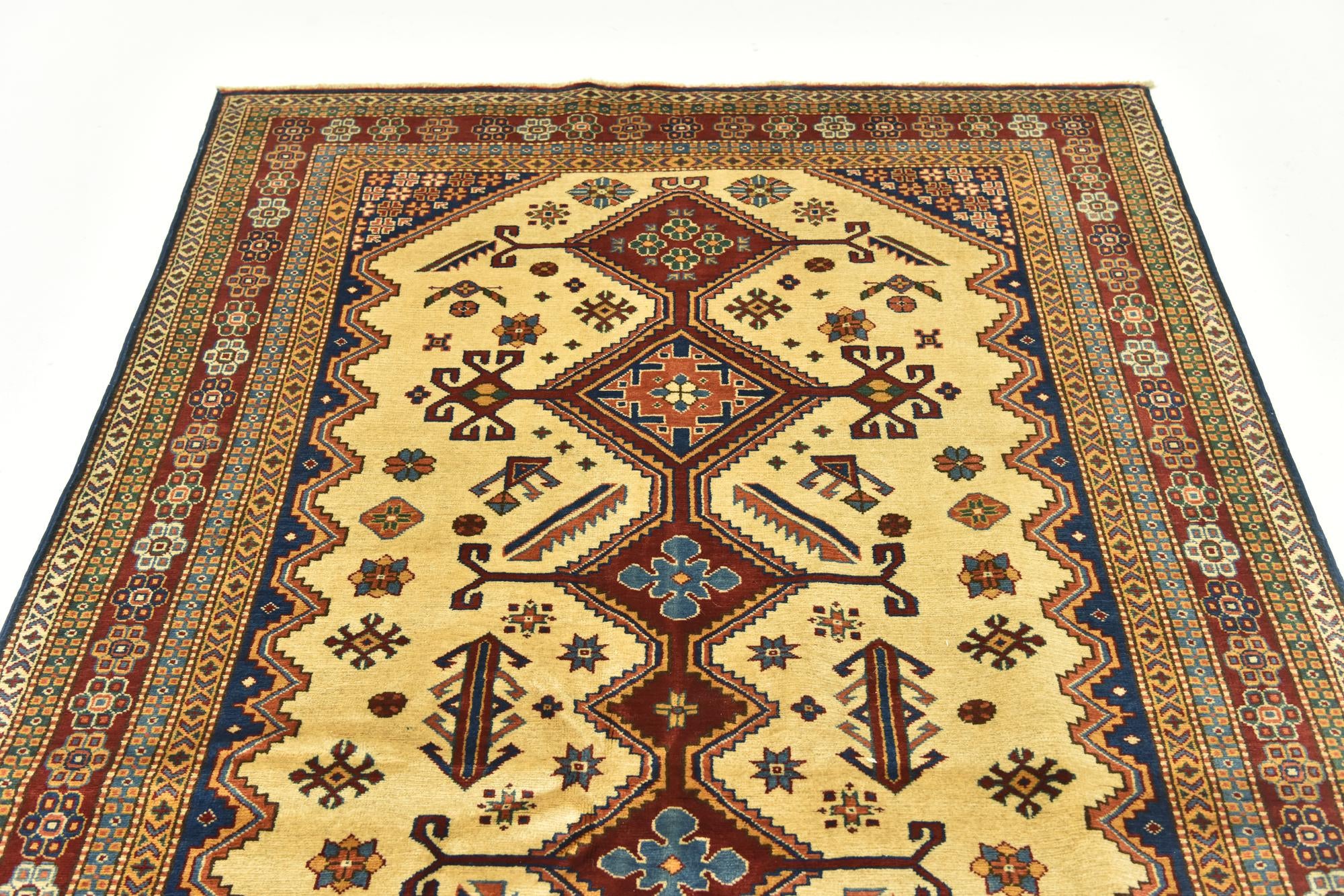 145cm x 225cm anudado a mano Kazak Alfombra Oriental