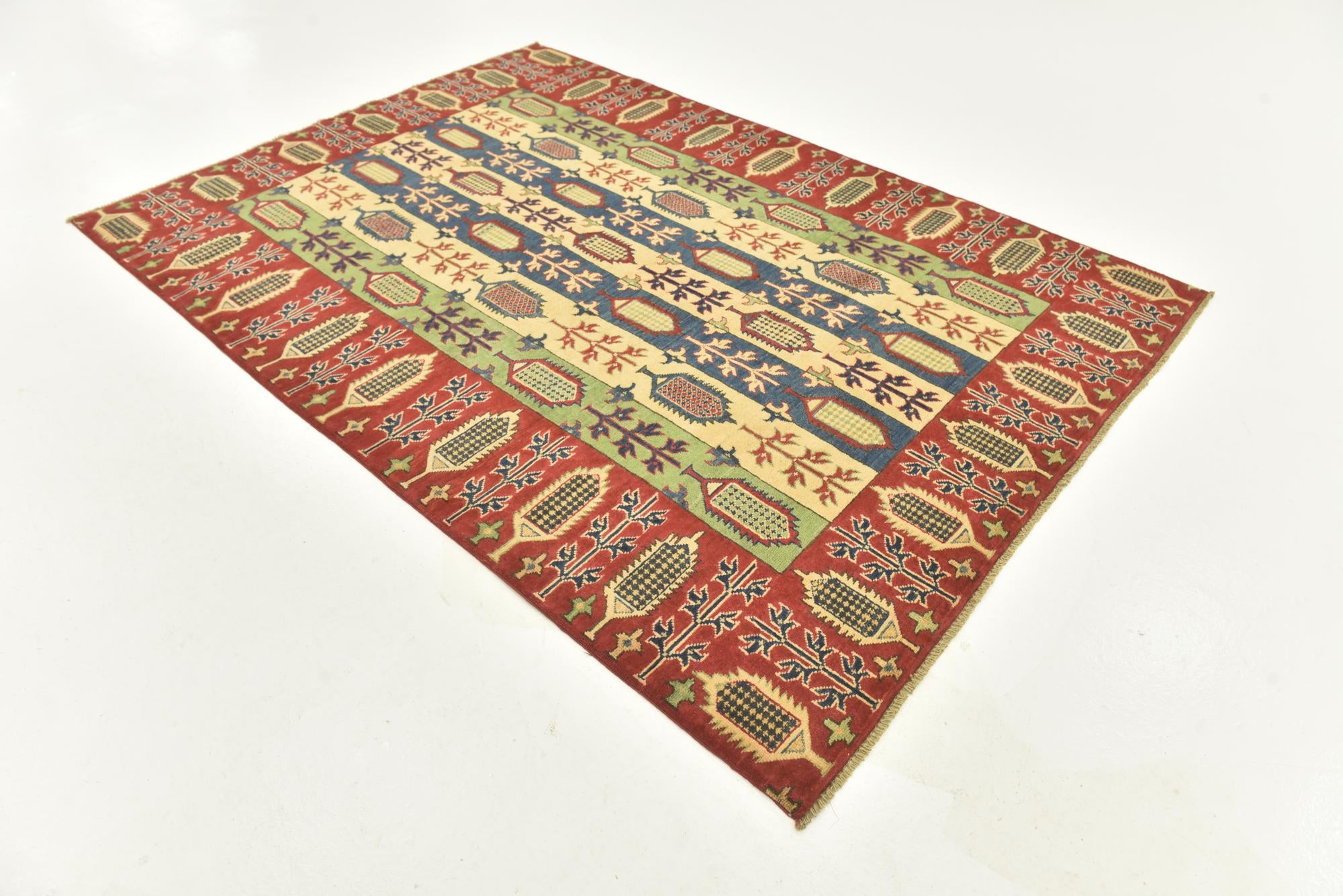 5' 6 x 8' Hand Knotted Kazak Rug