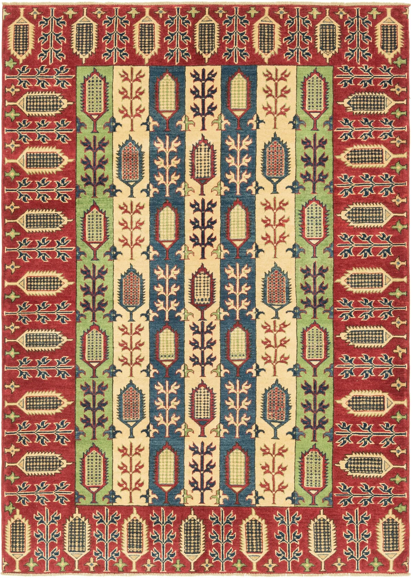 5' 6 x 8' Hand Knotted Kazak Rug