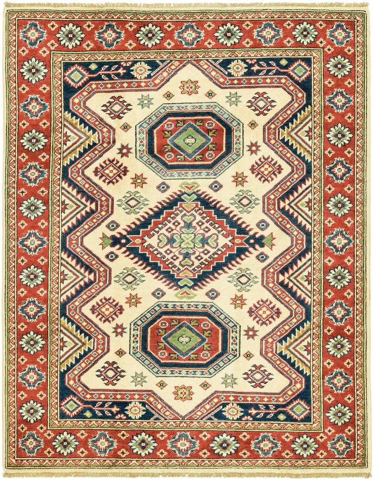 Detail image of 4' 1 x 5' 9 Hand Knotted Kazak Rug