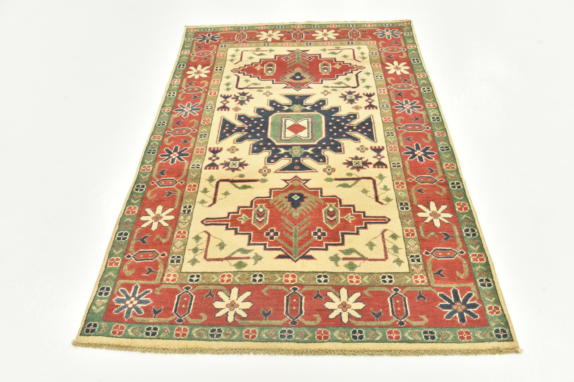 4' x 6' Hand Knotted Kazak Rug