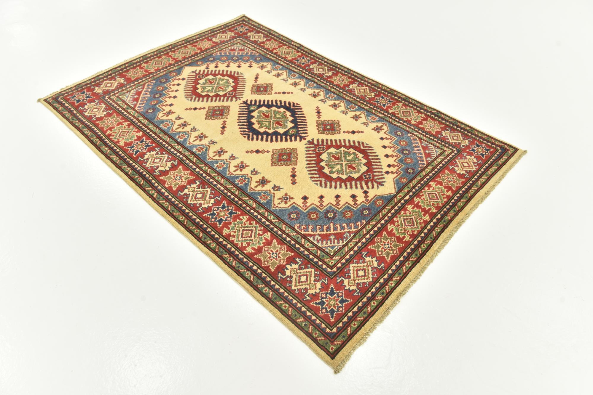 4' 2 x 5' 10 Hand Knotted Kazak Rug