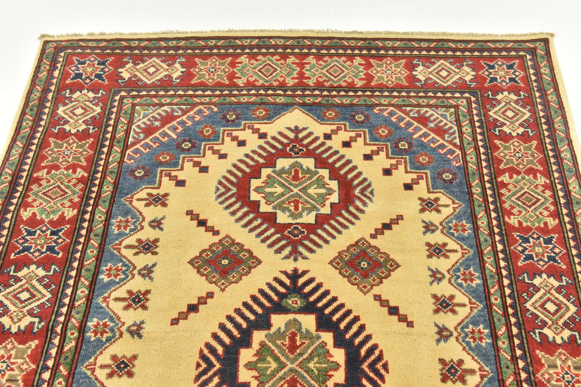 4' 2 x 5' 10 Hand Knotted Kazak Rug