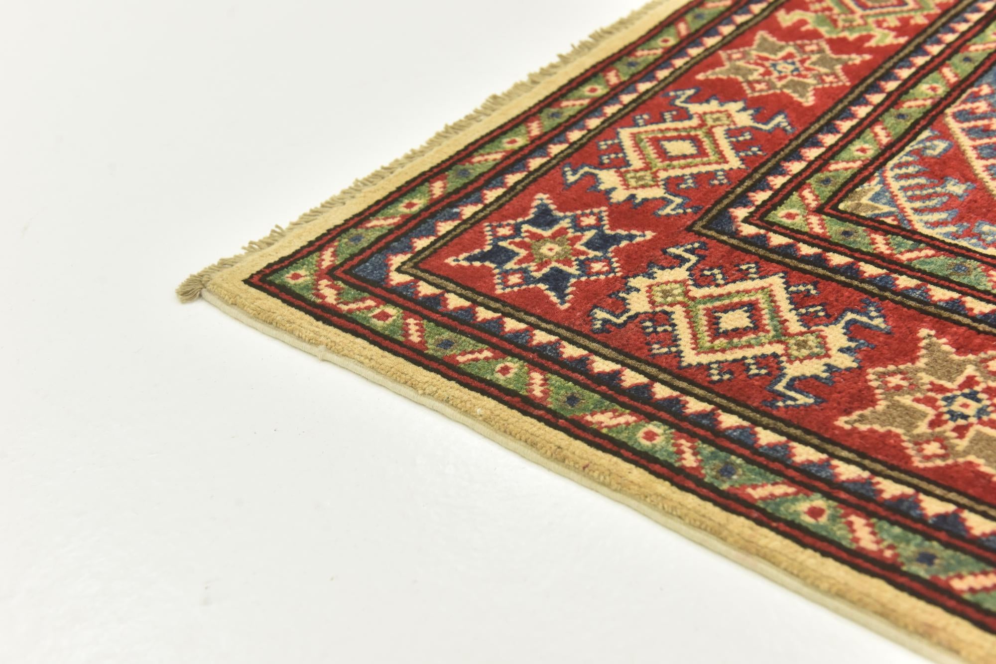 4' 2 x 5' 10 Hand Knotted Kazak Rug