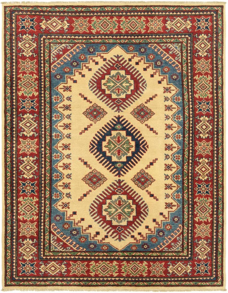 Detail image of 4' 2 x 5' 10 Hand Knotted Kazak Rug