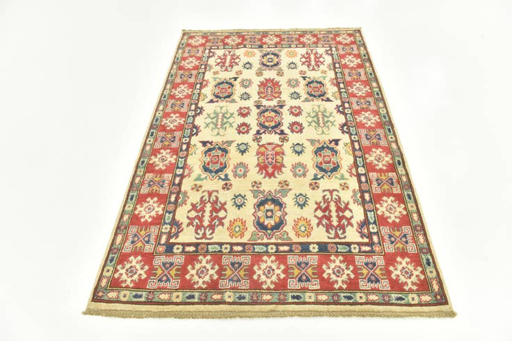 Detail image of 4' 2 x 6' 2 Hand Knotted Kazak Rug