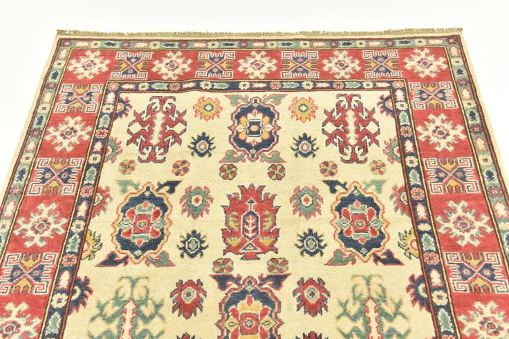 Detail image of 4' 2 x 6' 2 Hand Knotted Kazak Rug