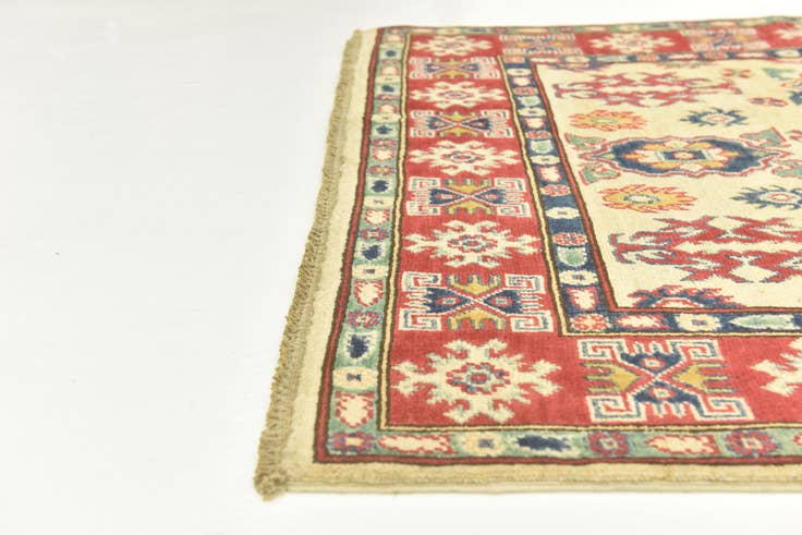 Detail image of 4' 2 x 6' 2 Hand Knotted Kazak Rug
