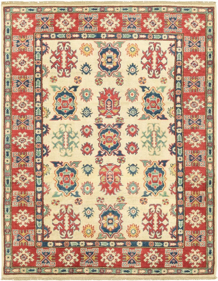 Detail image of 4' 2 x 6' 2 Hand Knotted Kazak Rug