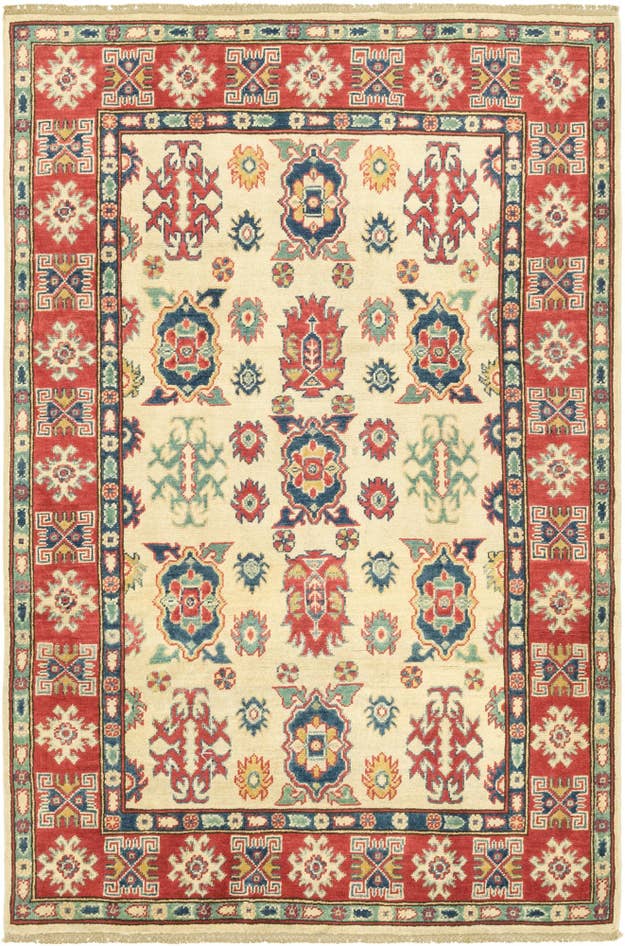 Detail image of 4' 2 x 6' 2 Hand Knotted Kazak Rug