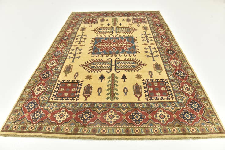 Detail image of 6' 3 x 9' Hand Knotted Kazak Rug
