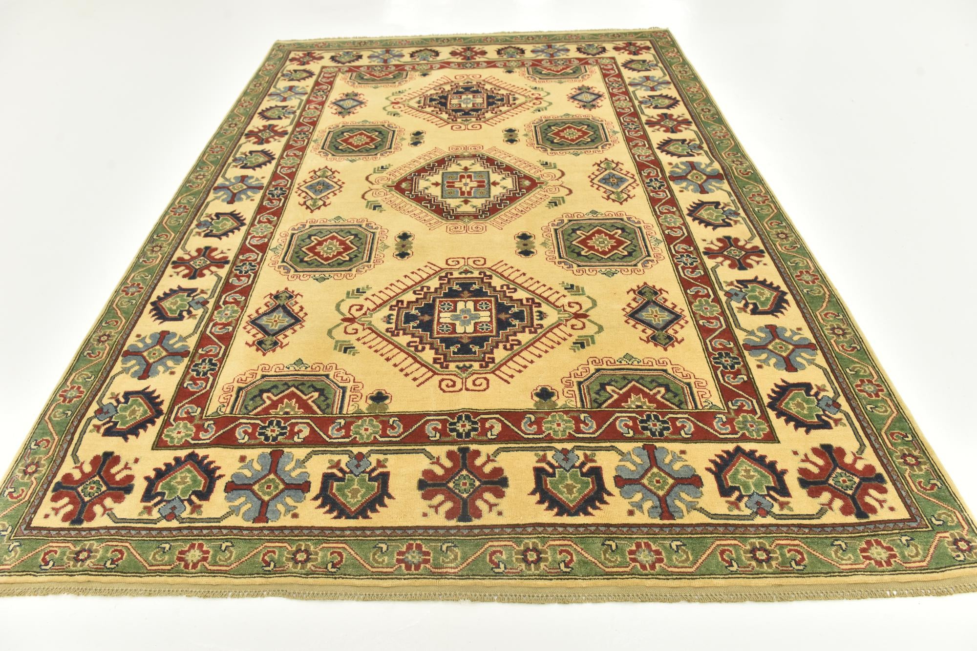 6' 8 x 9' 6 Hand Knotted Kazak Rug