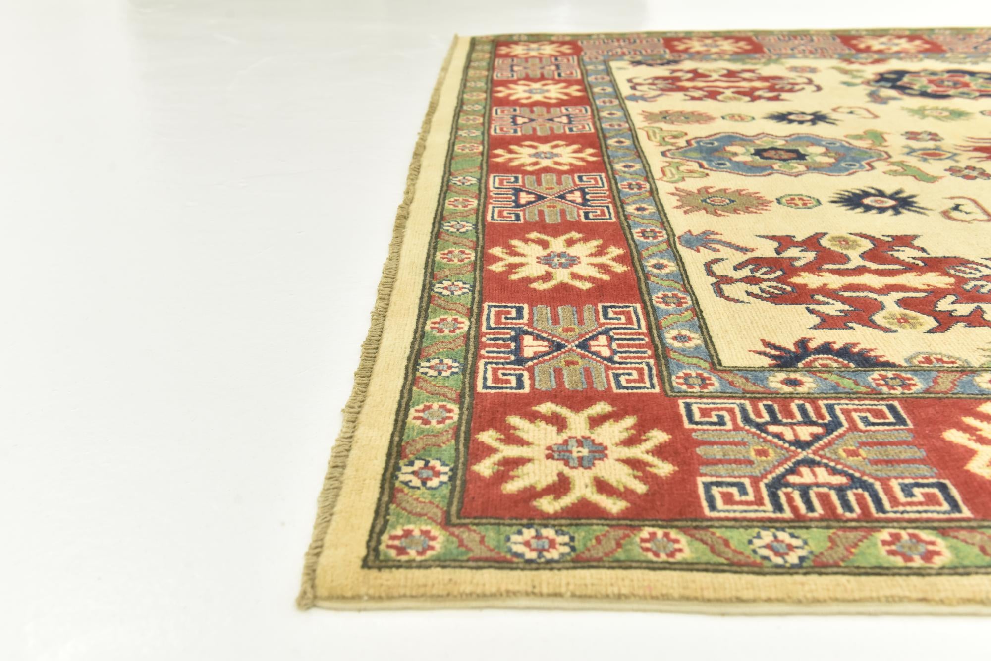 5' 8 x 7' 9 Hand Knotted Kazak Rug