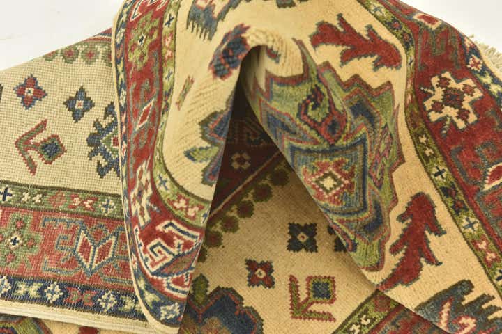 3' 4 x 4' 10 Hand Knotted Kazak Rug