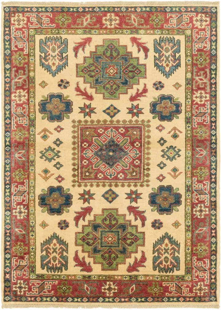 3' 4 x 4' 10 Hand Knotted Kazak Rug