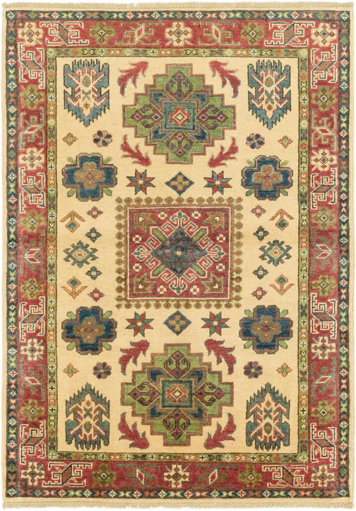 3' 4 x 4' 10 Hand Knotted Kazak Rug