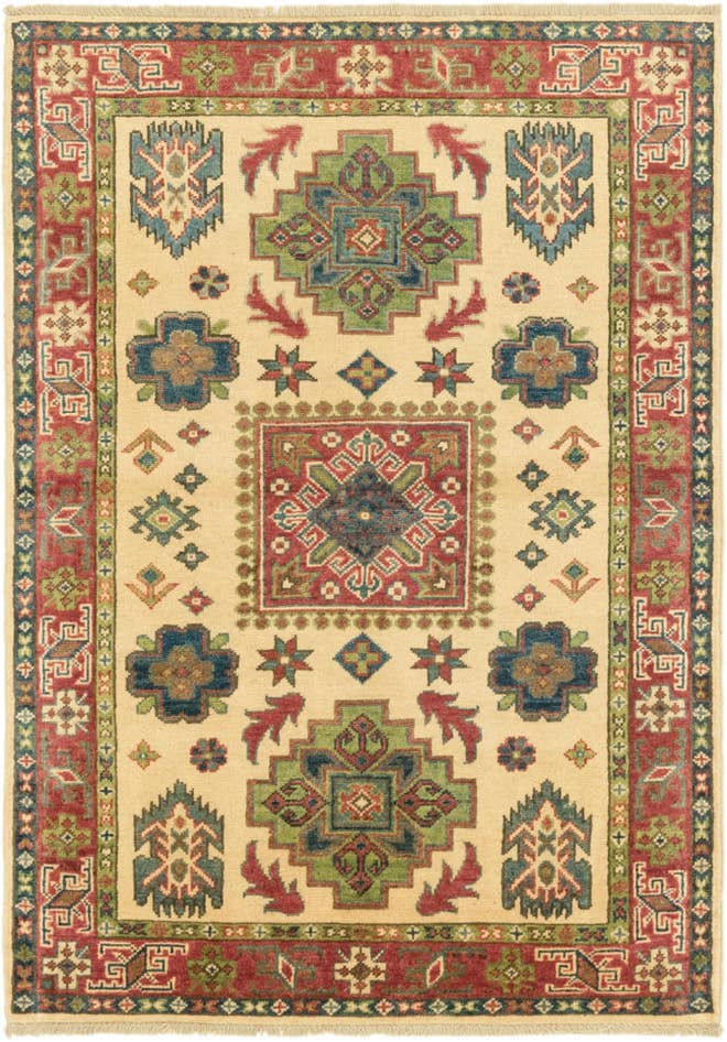 Detail image of 3' 4 x 4' 10 Hand Knotted Kazak Rug