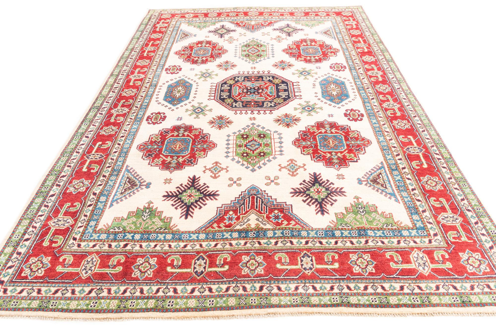 6' 7 x 9' 9 Hand Knotted Kazak Rug