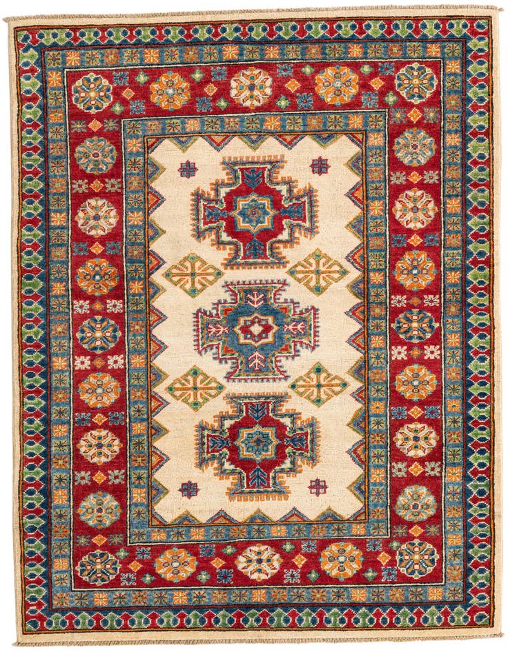 Detail image of 4' 1 x 6' Hand Knotted Kazak Rug