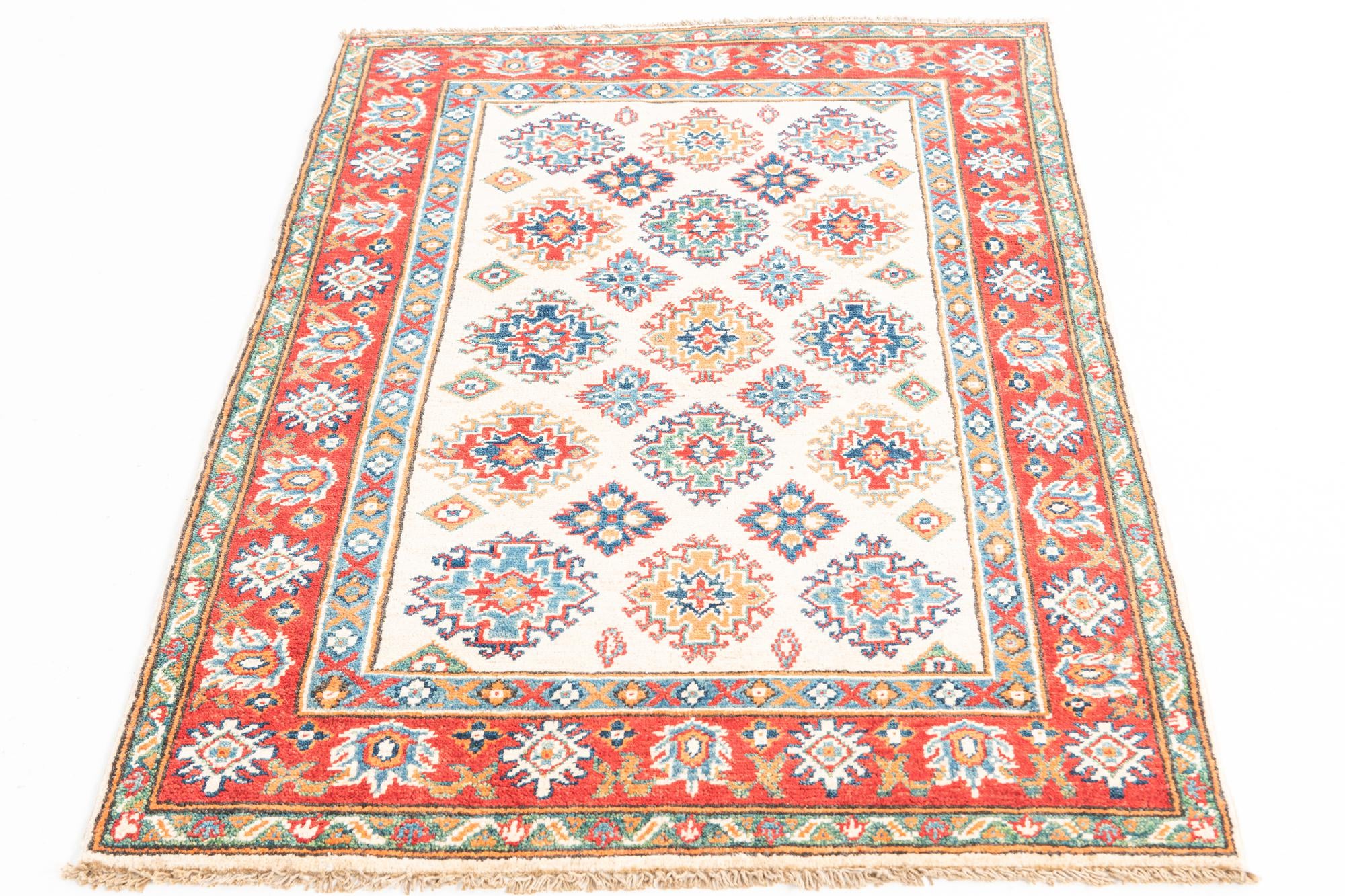 3' 4 x 4' 10 Hand Knotted Kazak Rug