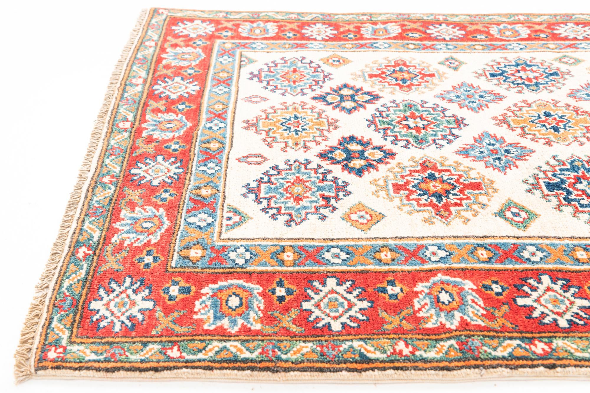 3' 4 x 4' 10 Hand Knotted Kazak Rug