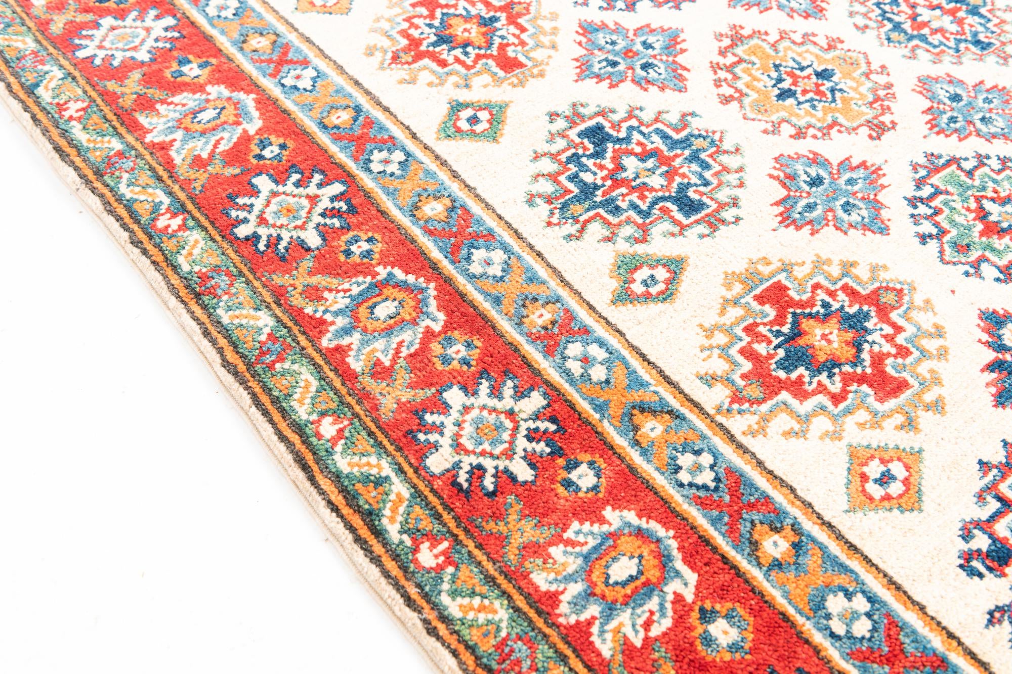 3' 4 x 4' 10 Hand Knotted Kazak Rug