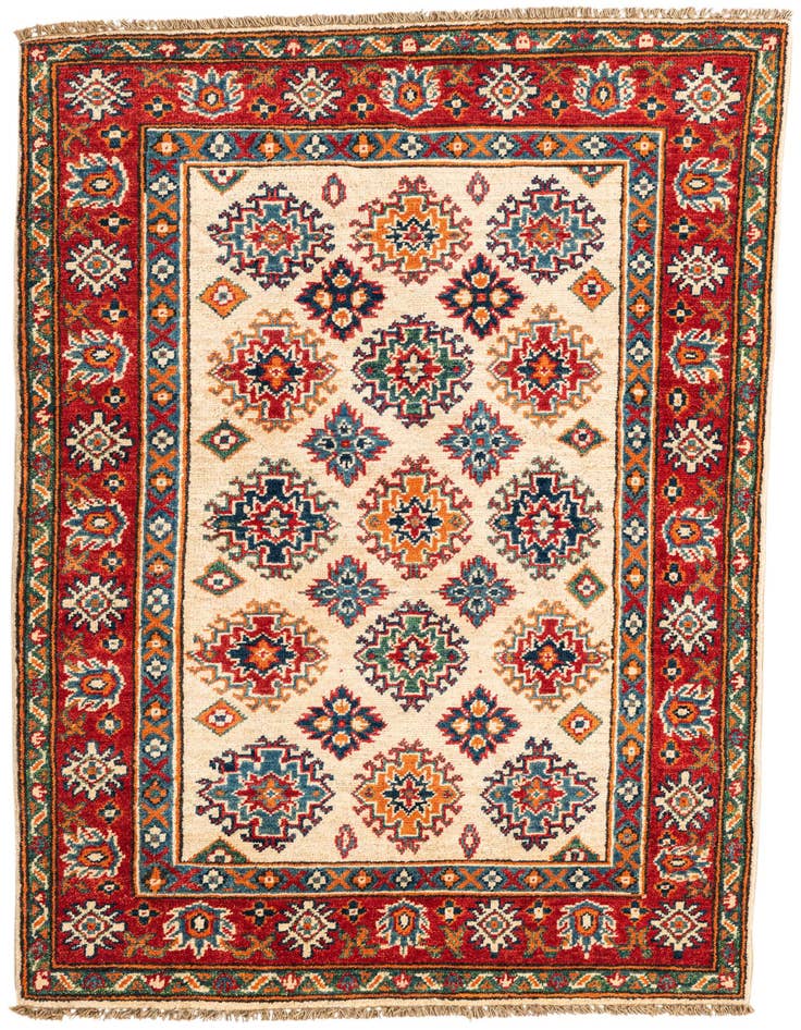 Detail image of 3' 4 x 4' 10 Hand Knotted Kazak Rug