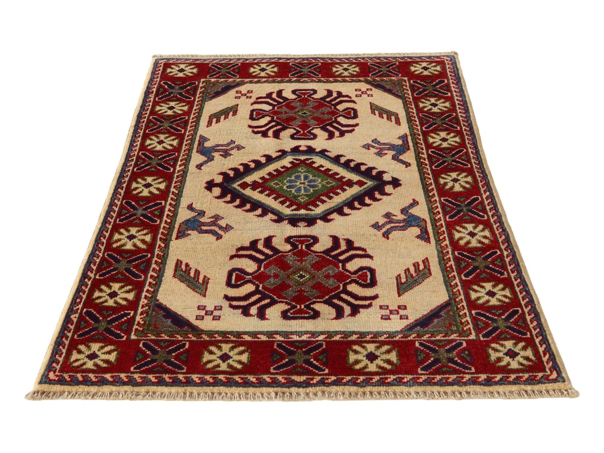 2' 7 x 4' Hand Knotted Kazak Rug