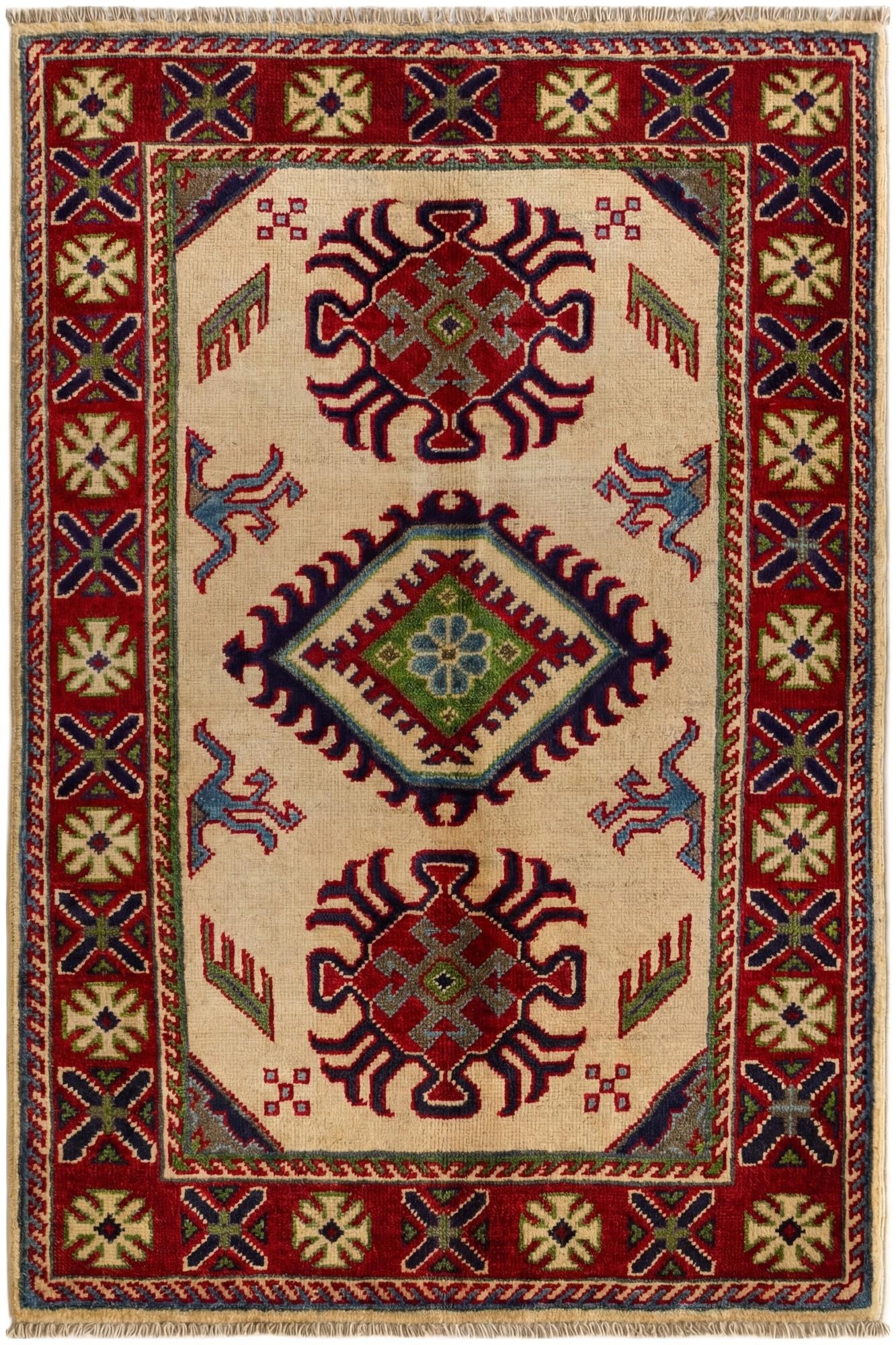 2' 7 x 4' Hand Knotted Kazak Rug