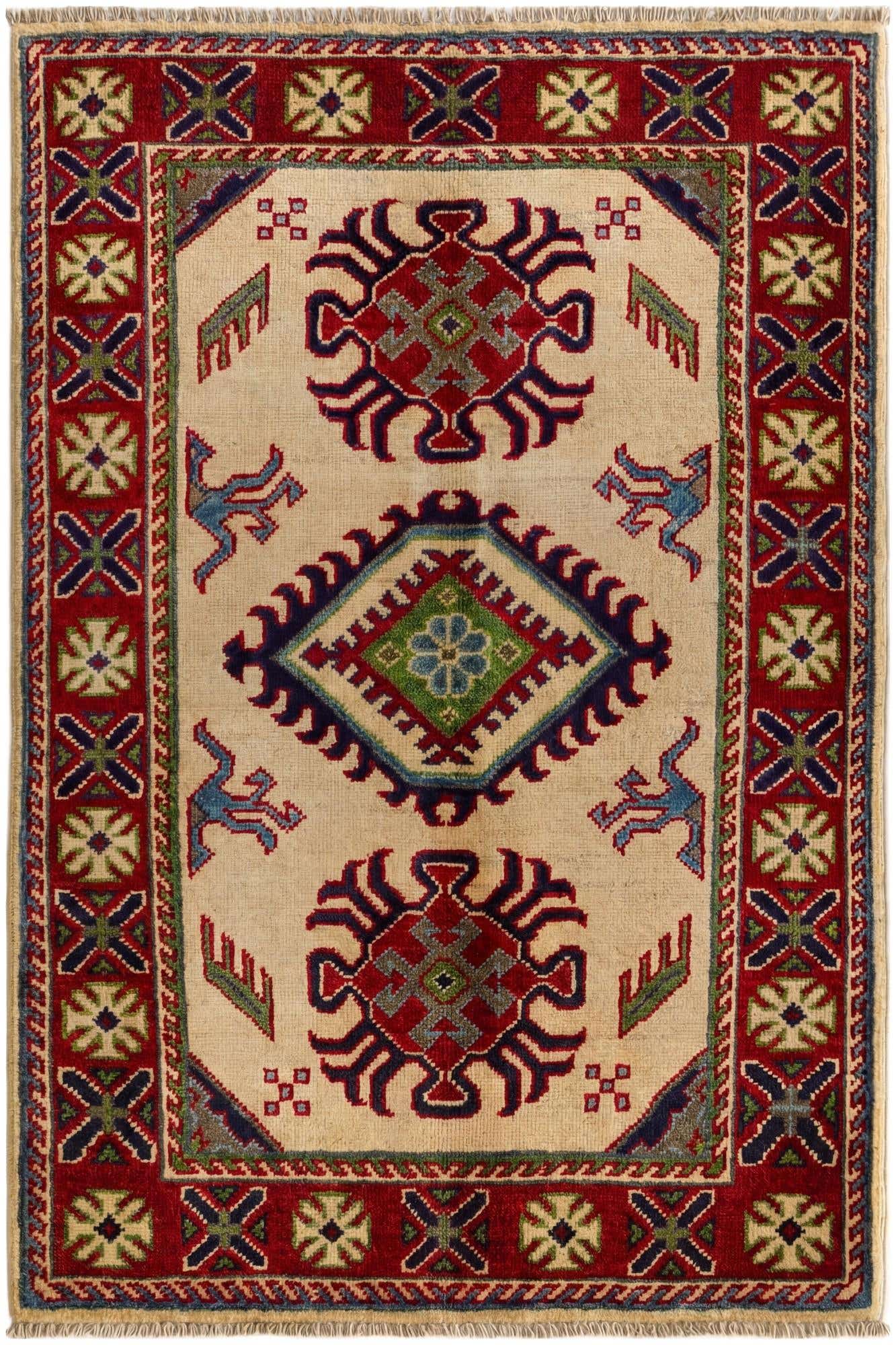 2' 7 x 4' Hand Knotted Kazak Rug