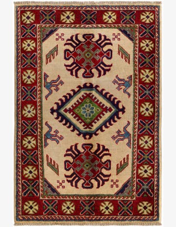 2' 7 x 4' Hand Knotted Kazak Rug