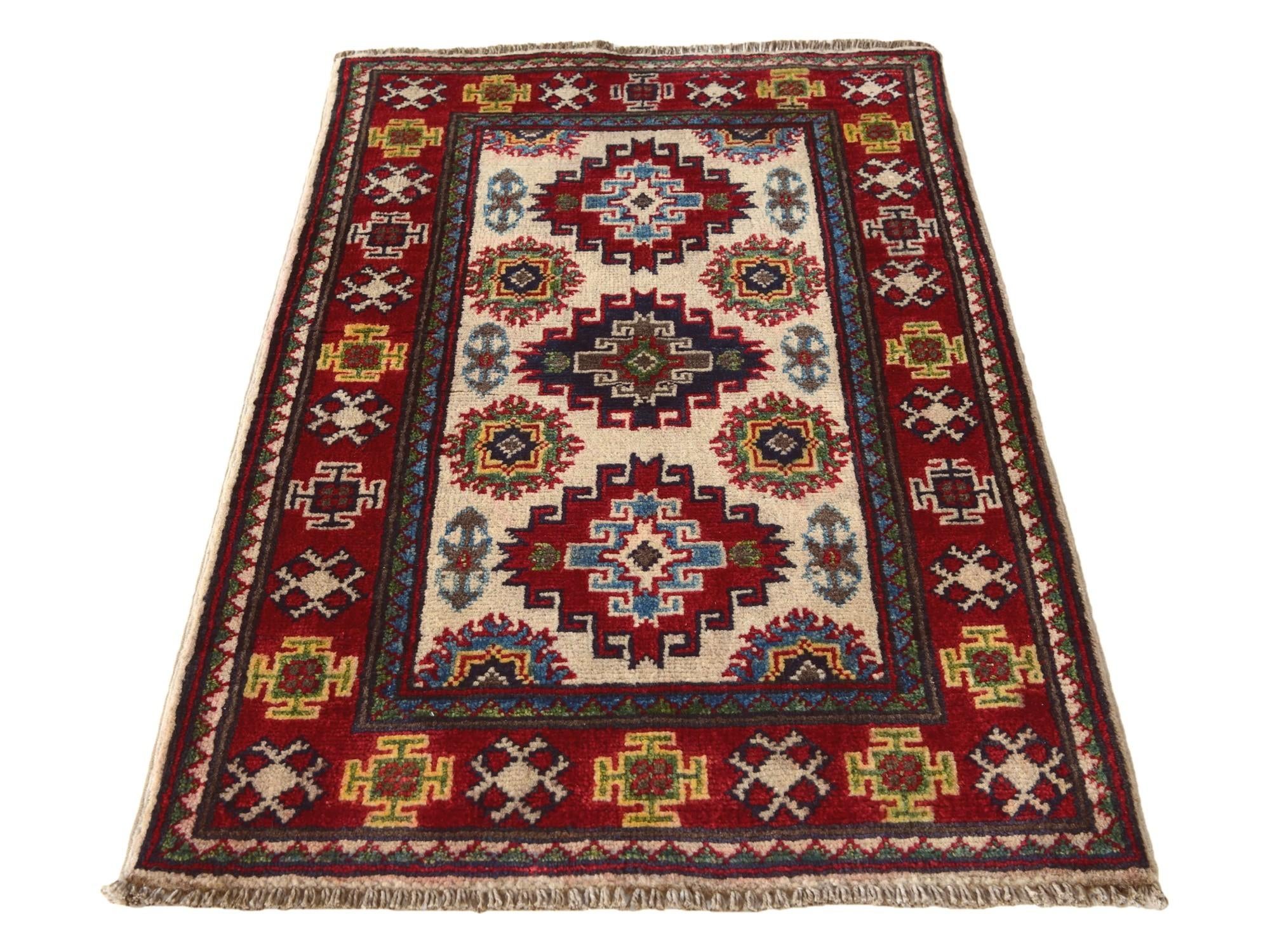 2' x 3' 4 Hand Knotted Kazak Rug