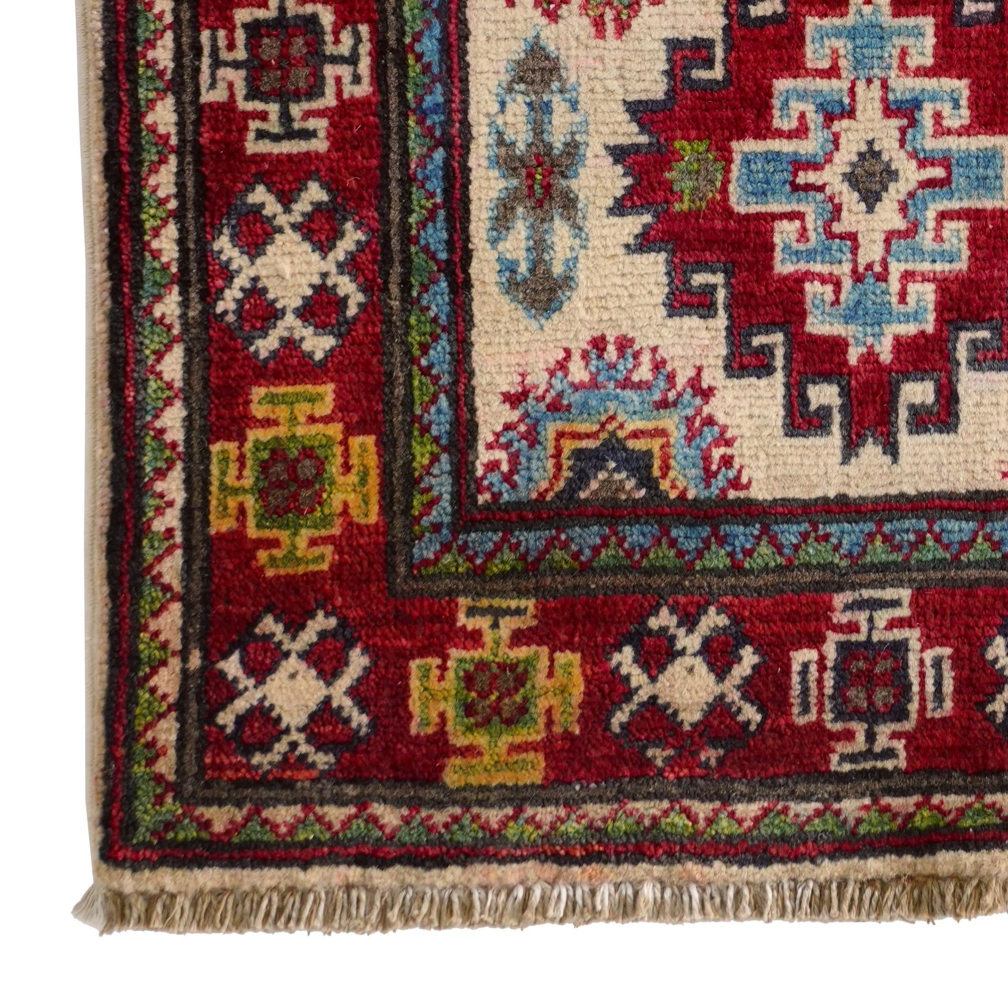 2' x 3' 4 Hand Knotted Kazak Rug