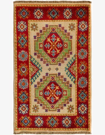 2' x 3' 4 Hand Knotted Kazak Rug