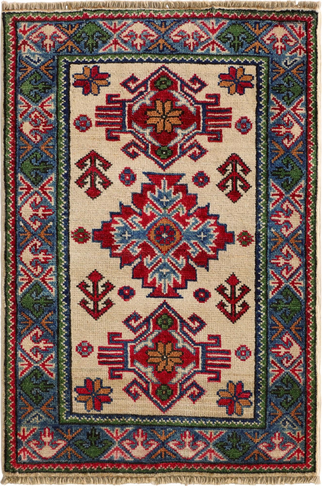 2' x 3' 1 Hand Knotted Kazak Rug
