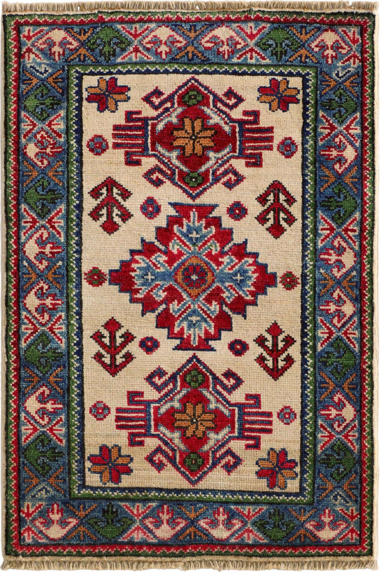 2' x 3' 1 Hand Knotted Kazak Rug
