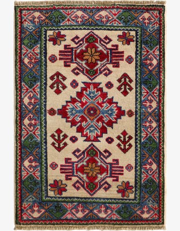 2' x 3' 1 Hand Knotted Kazak Rug